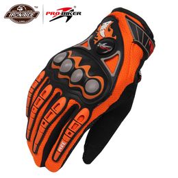 PRO-BIKER Motorcycle Gloves Motorbike Motocross Motor Riding Cycling Bicycle Full Finger Gloves Moto Gloves Orange MCS-23 H1022