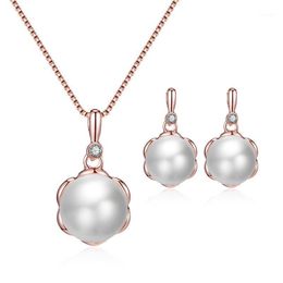 Earrings & Necklace 2021 Bride Wedding Jewellery Set Fashion Geometric Pearl Pendant Chokers Drop For Women Jewellry