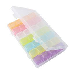 28 Slots Clear Plastic Nail Art Decoration Storage Container Organisers for Nails Glitter Rhinestone Crystal Earrings Jewellery Beads Small Accessories
