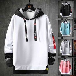 Men's Hoodies Patchwork Sweatshirt Male Harajuku Japanese Streetwear Hip Hop Oversized Hoodie 210813