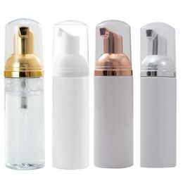 60ML Travel Foamer Bottles Empty Plastic Packing Bottless With Gold Pump Hand Wash Soap Mousse Cream Dispenser Bubbling Bottle 7 Colours