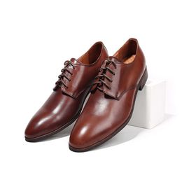 Men Shoes Spring Summer Formal Genuine Leather Business Lace Up Men Dress Office Luxury Point Toe Male Oxfords Shoes For Men E92