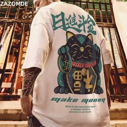 ZAZOMDE Men's tshirt Cotton Summer Chinese style Cool Unisex half Sleeve t shirt Funny Printed Streetwear Plus size T-shirt man 210317