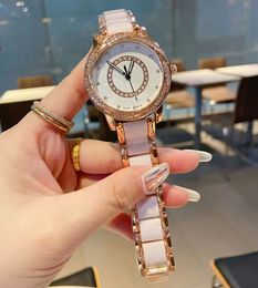 Fashion Full Brand Wrist Watch Women Girl Diamond Style Metal Steel Band Quartz With Luxury Logo Clock CH 58