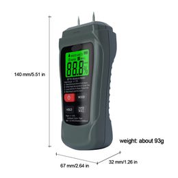 FreeShipping Grey 0-99.9% Two Pins Digital Wood Moisture Metre Paper Humidity Tester Wall Hygrometer Timber Damp Detector