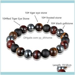 Link, Bracelets Jewelrylink, Chain Fashion Tiger Eye Hematite Black Obsidian 10Mm Stone Bracelet Mens Women Summer Exquisite Gift Pulseira D