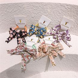 1 Pair Korea Fashion Children's Fabric Floral Bow Rubber Band Hair Rope Fresh Sweet Girl Princess Ponytail Hair Accessories