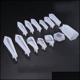 Molds Jewelry Tools & Equipment Sile Resin Mold Pendum Long Pointed Crystal Pendant With Hole Epoxy Charm Pendants Jewlery Making Drop Deliv