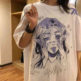 Women Oversize T Shirt White Cartoon Female Kawaii Tops Tee Short Sleeve Fashion Summer Funny T-Shirt For Girl Hip Hop Clothes 210720