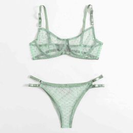 NXY sexy set Dot Mesh Lace Lingerie Set Underwire See Through Brassiere Sexy Underwear Bra and Panty Transparent Intimate 1127
