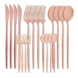 Dinnerware Sets Set Mirror Rose Knife Fork Tea Spoons Tableware Cutlery Stainless Steel Silverware Flatware Kitchen Dinner