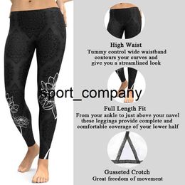 White Lotus Flower Leggings Pants Black Women Activewear Workout Sportswear 2021 New Arrival Printed Female Clothing