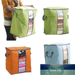 Qualify Storage Bag Box Portable Organiser Non Woven Underbed Pouch Storage Box Bamboo Clothing Storaging Bag for drop