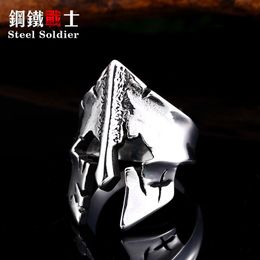 Cluster Rings Steel Soldier Mask Ring Stainless Mens Knight Good Detail As Gift For Friend