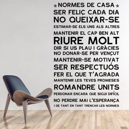 Spain CATALAN Version NORMES DE CASA House Rules Wall Sticker Home decor Family Quote Decoration DIY Vinyl Wall Decals kids room 210308