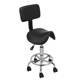 Adjustable Hydraulic Swivel Saddle Stool Spa Salon Rolling Chair With Backrest241Q
