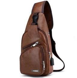 2021 Men Messenger Chest Bag Korean Fashion Casual Shoulder Backpack Pu Leather Bags outdoor hiking cycling pcaks