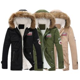 Mid-Long Parka Casacos Casaco de Inverno Homens Slim Grosso Grosso Colar Com Capuz Outwear Quente Berber Berber Fleece Coat Top Marca Roupas 210203