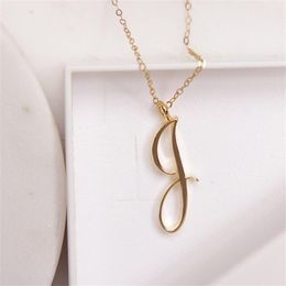 Small Cursive 26 Capital Letters Necklace Single Partner Name arabic Initial Alphabet G-P Charm Monogram Word Text Character Pendant Chain Necklaces Women Girls