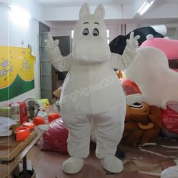 Hallowee White Hippo Mascot Costume Top Quality Cartoon Anime theme character Carnival Adult Unisex Dress Christmas Birthday Party Outdoor Outfit