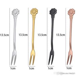 Creative Stainless Steel Flower Handle Fork Cute Korean Style Little Cute Smooth Surface Mirror Reflective Cake Dessert Food Fork XDH0502 T03