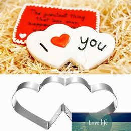 3D Sweet Love Theme Stainless Steel Cookie Cutter Candy Double Heart Metal Biscuit Maker Kitchen Baking Pastry tool
