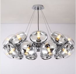 LED Nordic light luxury living room chandelier modern minimalist warm personality glass lamps high-end villa designer chandelier