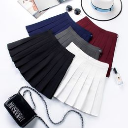 black korean Women Summer high waist pleated plaid Female Anime Short Skirts skirt 210225