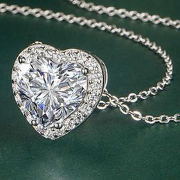 Full Diamond Love Heart Pendant Necklace for women