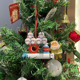2021 New Christmas Decoration Quarantine Ornaments Resin Material Family of 1-9 Heads DIY Tree Pendant Accessories with Rope In Stock