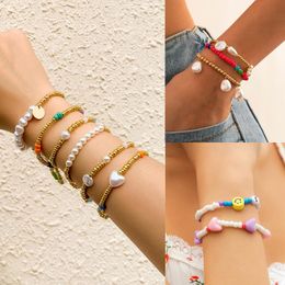 Link, Chain Europe And America Cross Border Woven Bracelet Ornament Boho Jewelry Colorful Beaded Set Charm For Women