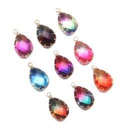 Colourful Crystal Glass Waterdrop Shape Charms Pendant Finding for DIY Necklaces Jewellery Making Women Fashion 13x22mm 18x30mm