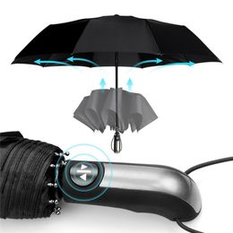 Fully-Automatic Umbrella Rain Wind Resistant 3Folding Large Travel Business Car 10K Clear Umbrella for Man Women Umbrella 210223