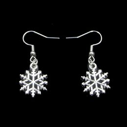 New Fashion Handmade 19*15mm Snowflake Snow Earrings Stainless Steel Ear Hook Retro Small Object Jewelry Simple Design For Women Girl Gifts