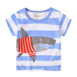 Jumping Metres Animals Baby Tees for Boys Girls Summer T shirts Cotton Children Clothing Stripe Sharks Tops 210529
