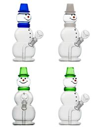 Vintage Unique 8inch SNOWMAN Glass Bong Water HOOKAH Pipes Dab Rig with perc Smoking Oil Burner With Bowl can put customer logo