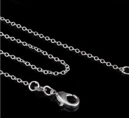 2021 925 Silver Chain 1mm 18 inch O Chain Necklace/ 50cm Stainless steel Chain Fit DIY pendant Necklaces Christmas Gift 100 pcs