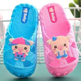 Summer Kids Slippers for Boys Girls Cute Piggy Children Beach Slippers Room Indoor Outdoor Slides Shoes 210713