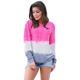 Tie Dye T Shirt For Momen O-neck Long Sleeve Fashion Plus Size Ladies Streetwear Tshirt Tops Vintage Casual Tee Shirt Femme 210608