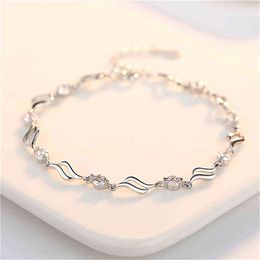 Bright CZ Bracelets For Women Jewellery Trendy Sier 925 Sterling Bracelet Girl Princs Party Accsori Female Hand Bijou