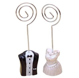 Resin Wedding Photo Clip Table Number Stand Party Decoration Bride Groom Costume Desktop Decorations Happy Couple Place Name Card Holder Gift JY0869