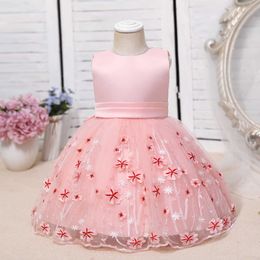 Summer girl dress pink wedding flower baby child princess birthday party 2021 Q0716