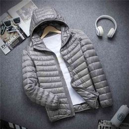 Brand Autumn Winter Light Down Jacket Men's Fashion Hooded Short Large Ultra-thin Lightweight Youth Slim Coat Jackets 210910