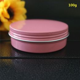 100g 82*29mm pink round Aluminium box metal tin cans DIY 100ml cream refillable jar tea Aluminium Pot empty containershigh quatity