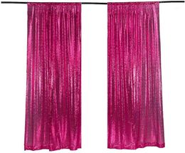 Party Decoration Sequin Backdrop 8FTx2FT Fuchsia Curtain Panels Fabric Pography Background Wedding Po Booth Baby Shower