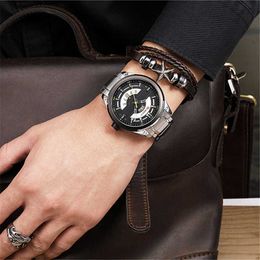 lmjli - Relojes CURREN 2021 Watches Men Fashion Quartz Mens Watch With Calendar Stainless Steel Business Waterproof erkek kol saati