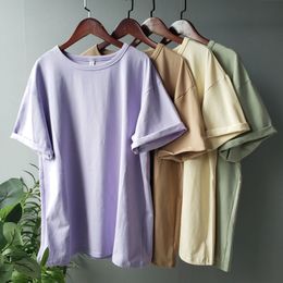 toppies summer t-shirts harajuku oversized t-shirts womens solid color 95% cotton korean fashion girls tees 210302