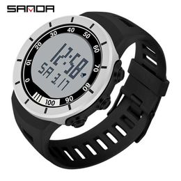 SANDA Sports Men Watches Luxury Brand LED Digital Watch Fashion Waterproof Big Dial Steel Case Military Clock Outdoor Wristwatc G1022