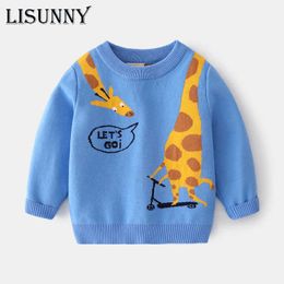 Kids Sweater Boys Knitted Pullover 2021 Autumn Winter Children Clothing Cartoon Fashion giraffe Cotton Toddler Baby Sweaters 2-7 Y1024