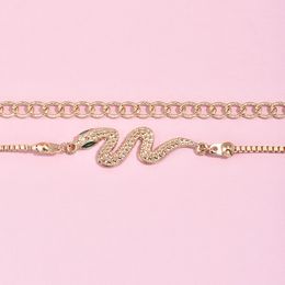 Bohemian Gold Snake Bracelets for Women Boho Jewellery Geometric Punk Thick Curb Cuban Layered Hand Chain Charm Bracelet Set